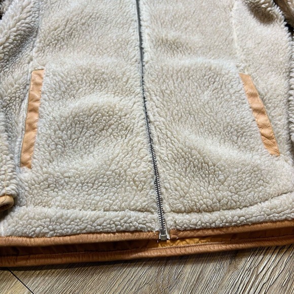 Orvis Jacket Sherpa Fleece Tan Brown Elbow Patch Leather Trim Small - Picture 4 of 14